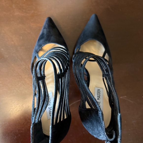 Steve Madden “Prowler” Black Suede Leather Cage High Heels - Size 9M - Picture 8 of 10